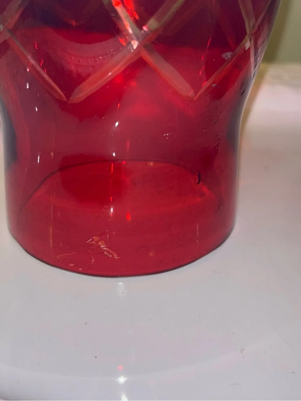 Ruby Red Glass Diamond Lattice Hurricane/Chimney Shade Set of 2